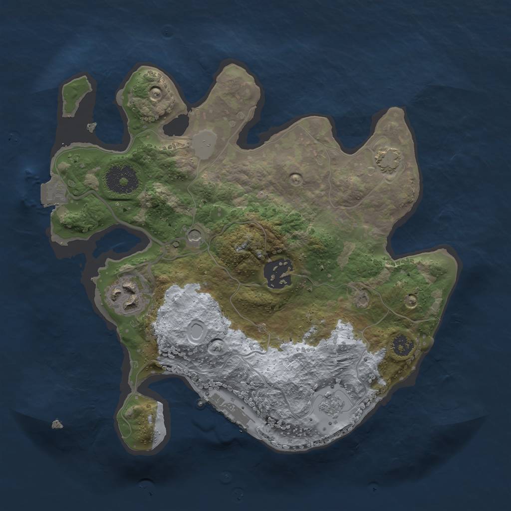 Rust Map: Procedural Map, Size: 2500, Seed: 941522011, 9 Monuments