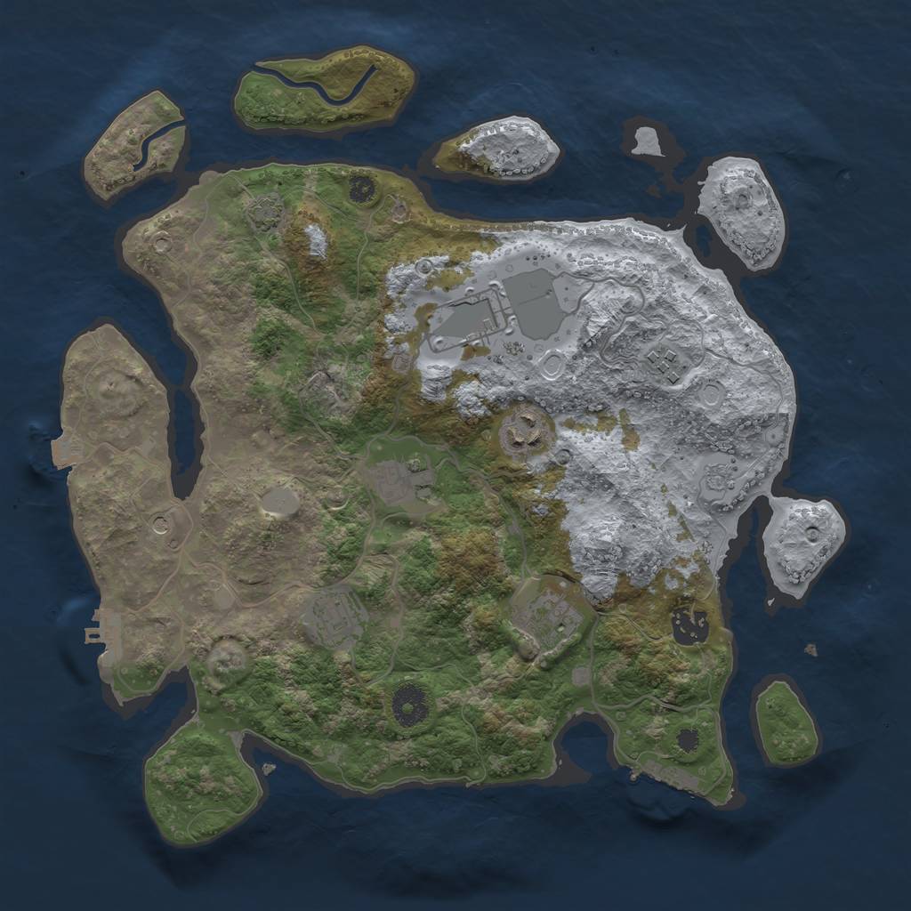 Rust Map: Procedural Map, Size: 3500, Seed: 39741266, 15 Monuments