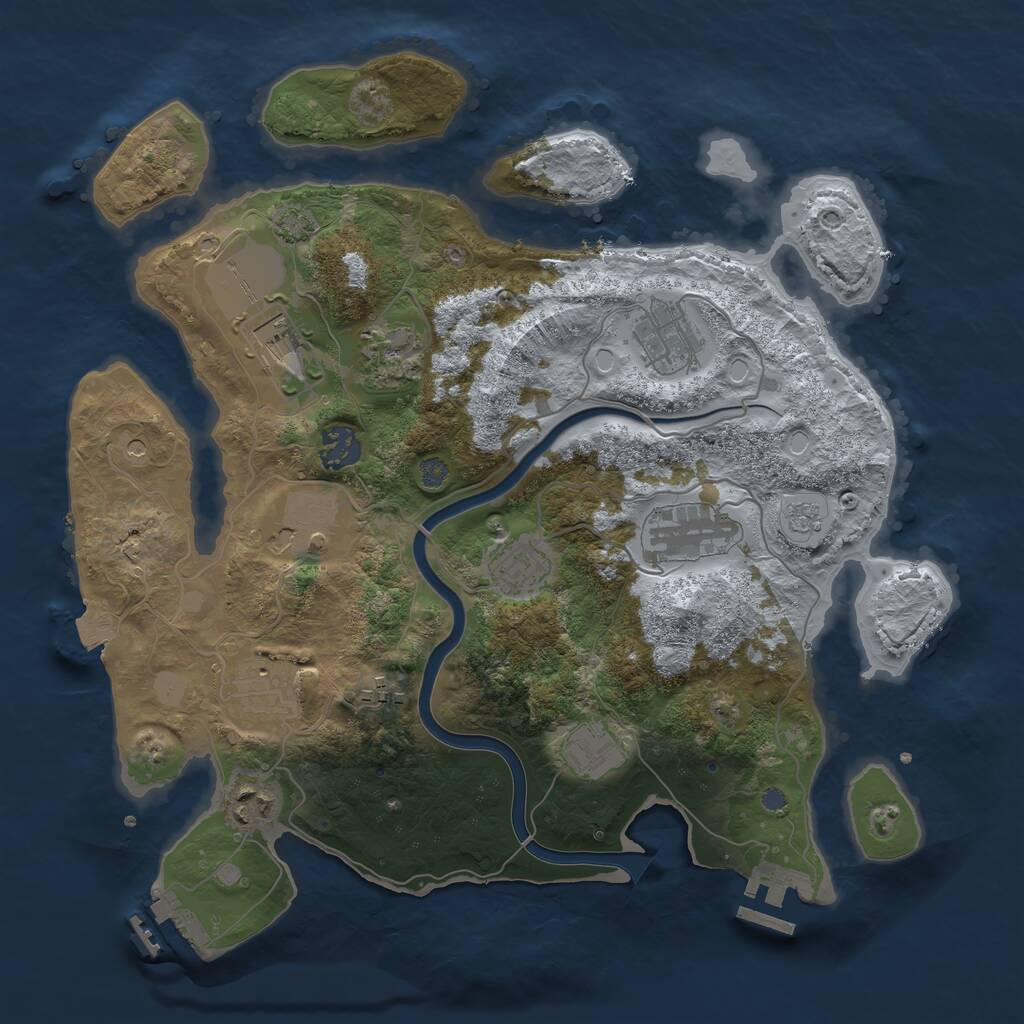 Rust Map: Procedural Map, Size: 3500, Seed: 39741266, 18 Monuments