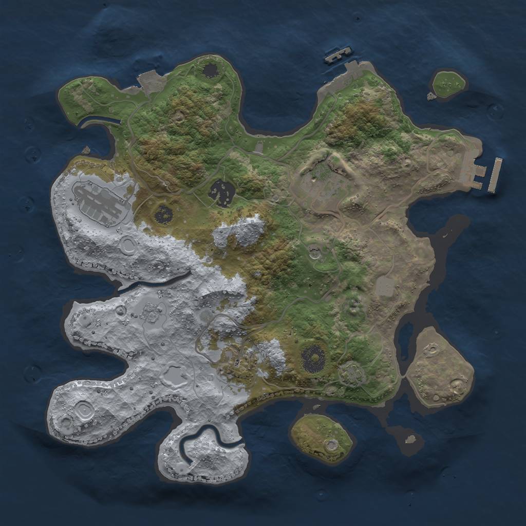 Rust Map: Procedural Map, Size: 3000, Seed: 394648806, 12 Monuments