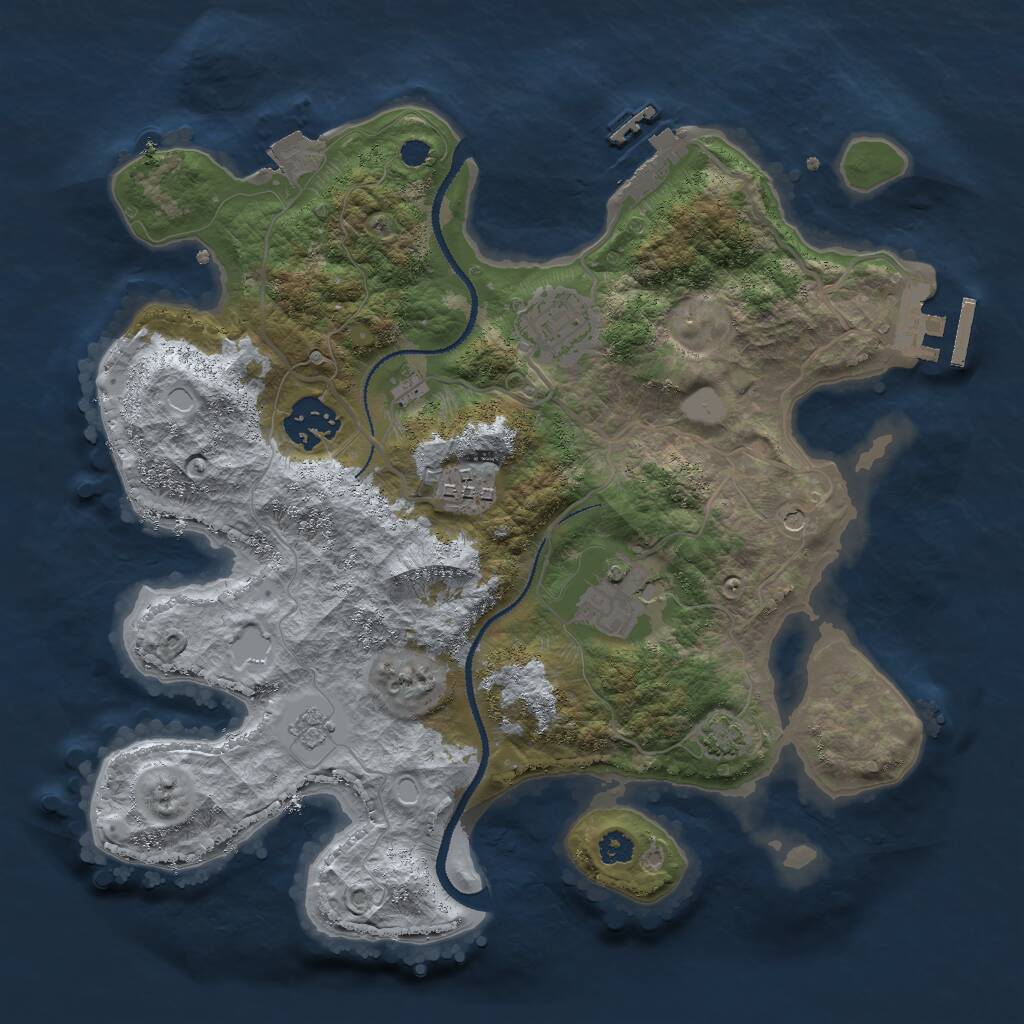Rust Map: Procedural Map, Size: 3000, Seed: 394648806, 10 Monuments