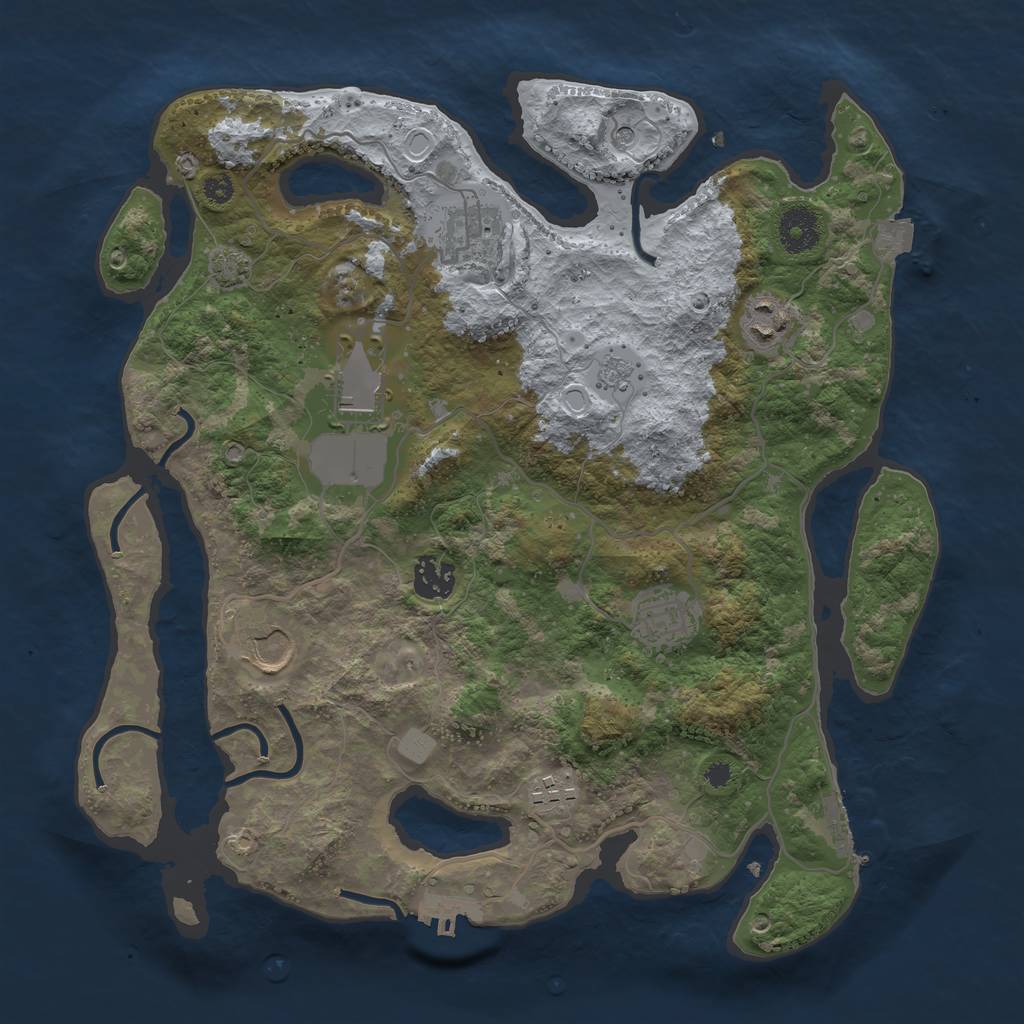 Rust Map: Procedural Map, Size: 3500, Seed: 1264445829, 15 Monuments