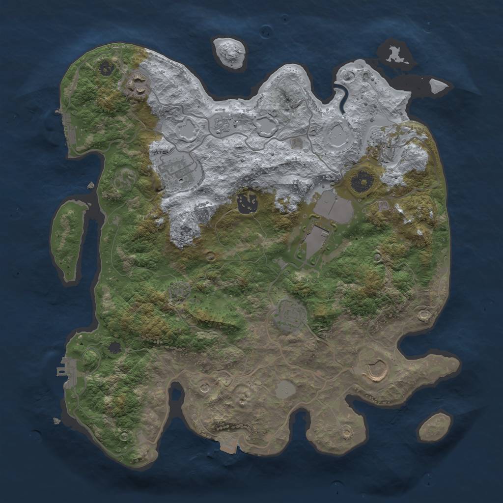 Rust Map: Procedural Map, Size: 3500, Seed: 984561, 15 Monuments