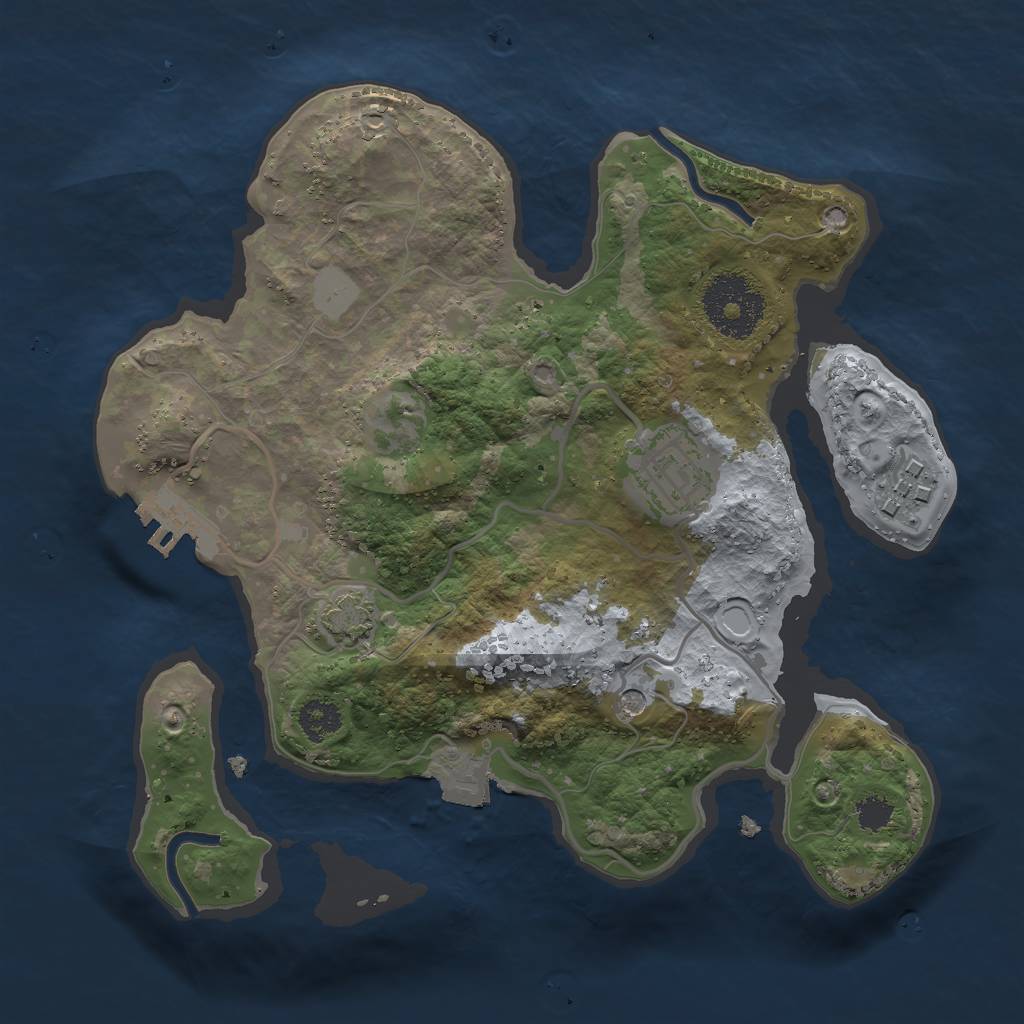 Rust Map: Procedural Map, Size: 2500, Seed: 746083029, 8 Monuments