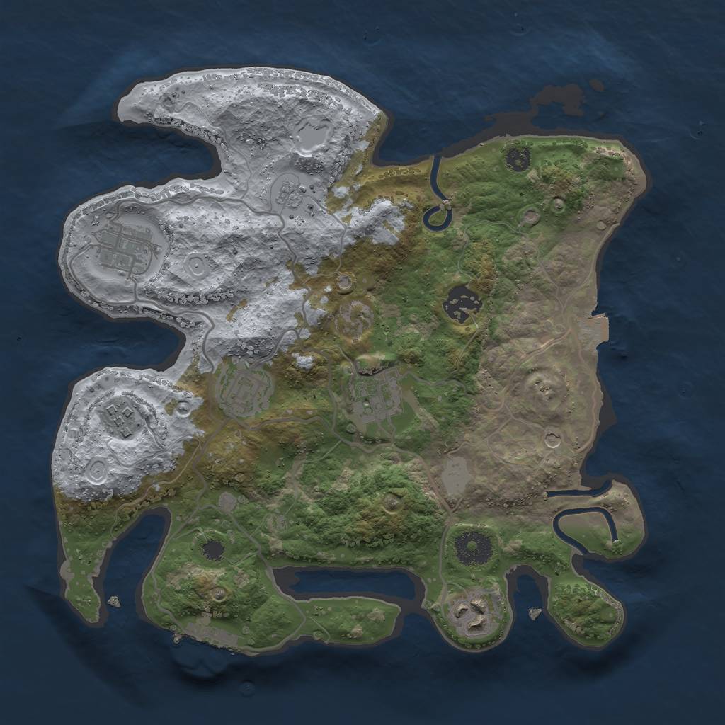 Rust Map: Procedural Map, Size: 3000, Seed: 2066556733, 12 Monuments