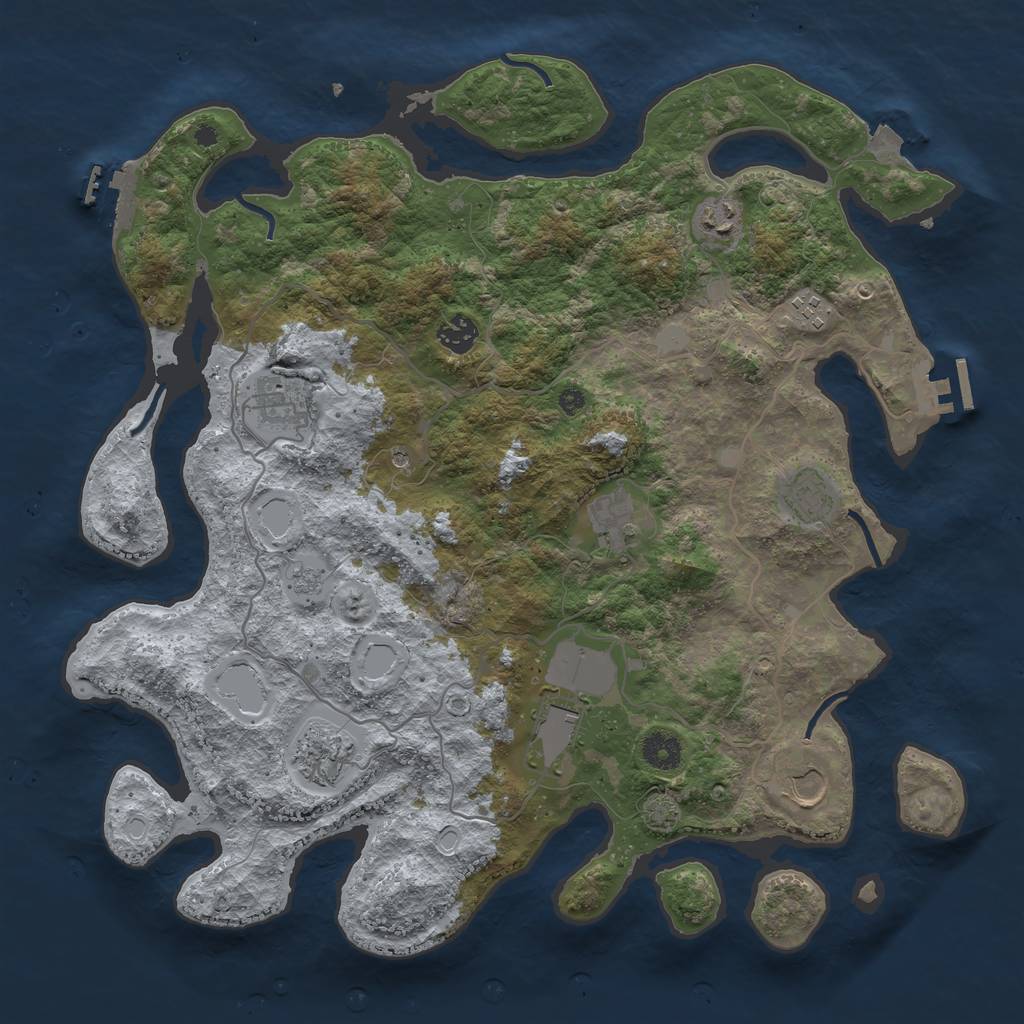 Rust Map: Procedural Map, Size: 4000, Seed: 1111332868, 17 Monuments