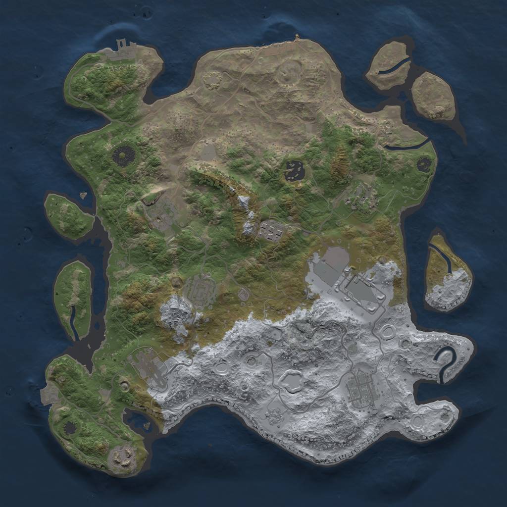 Rust Map: Procedural Map, Size: 3500, Seed: 8888454, 17 Monuments