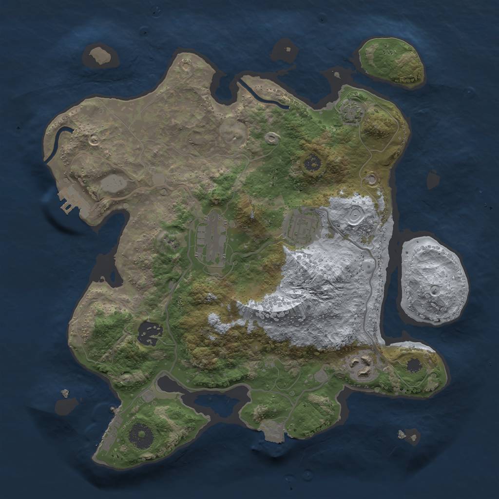 Rust Map: Procedural Map, Size: 2999, Seed: 127833, 10 Monuments
