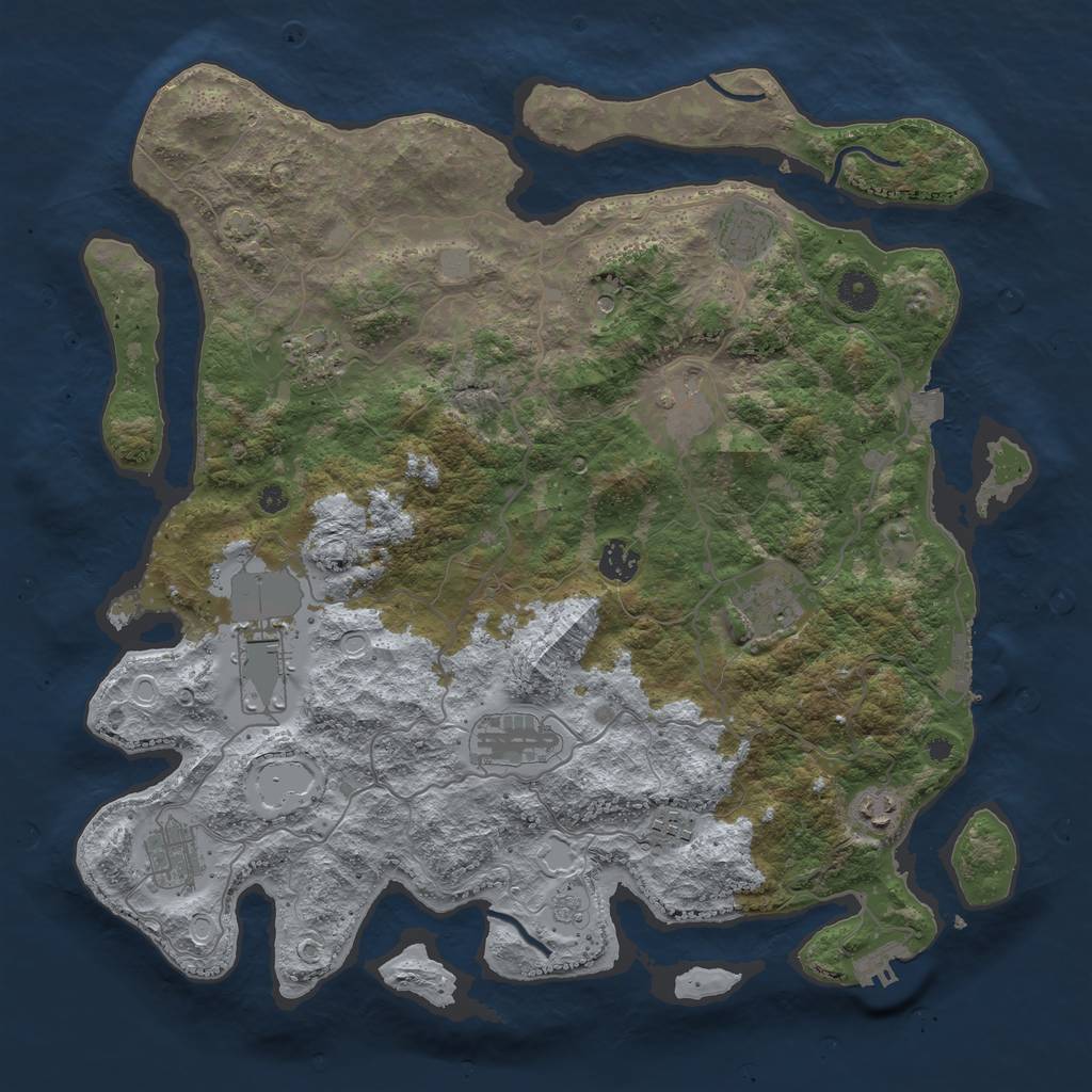 Rust Map: Procedural Map, Size: 4050, Seed: 49791159, 18 Monuments