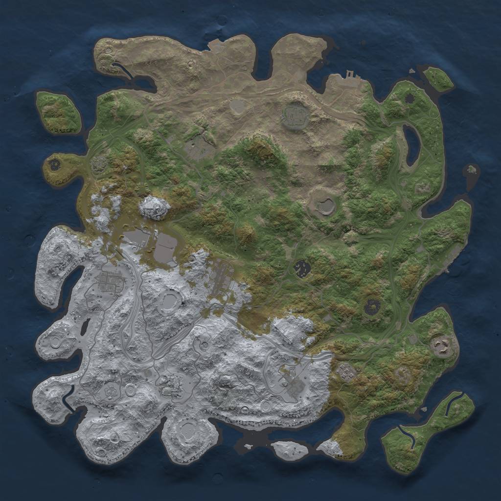 Rust Map: Procedural Map, Size: 4500, Seed: 2042668498, 19 Monuments