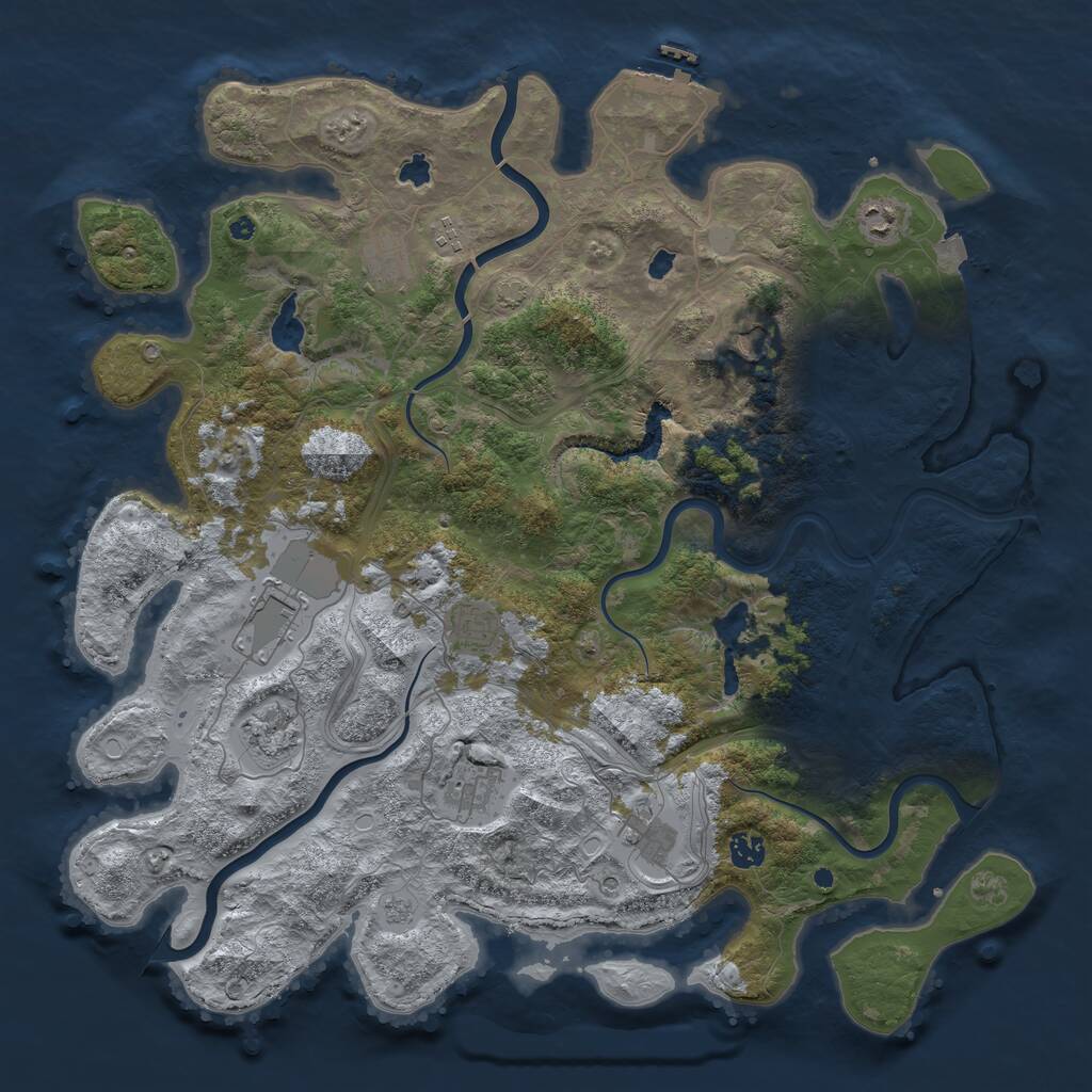 Rust Map: Procedural Map, Size: 4500, Seed: 2042668498, 15 Monuments