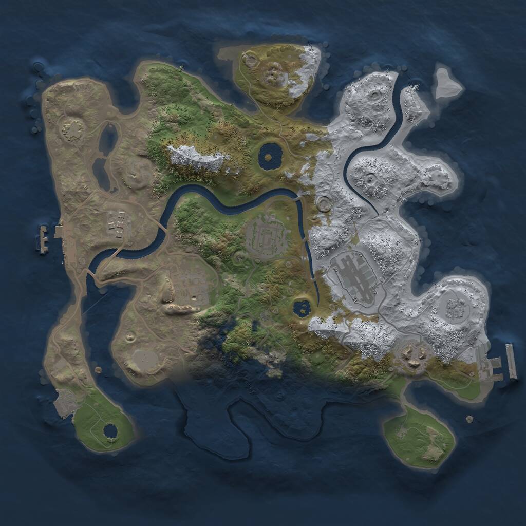 Rust Map: Procedural Map, Size: 3000, Seed: 13474, 10 Monuments