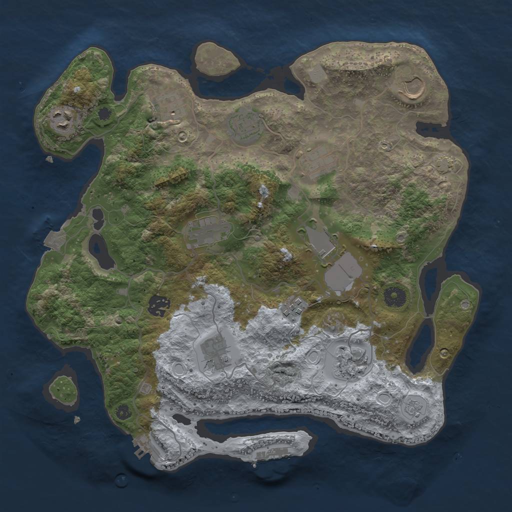 Rust Map: Procedural Map, Size: 3500, Seed: 51443055, 18 Monuments