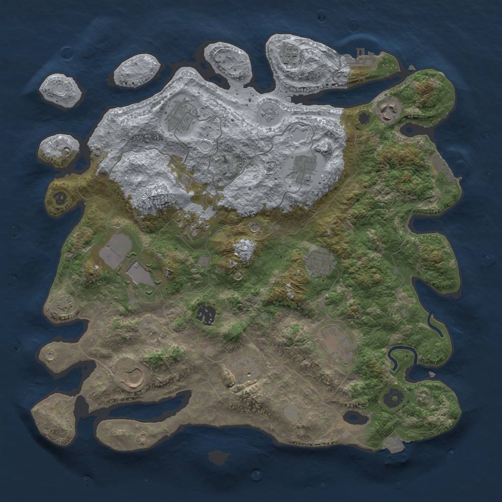 Rust Map: Procedural Map, Size: 3850, Seed: 636455300, 19 Monuments