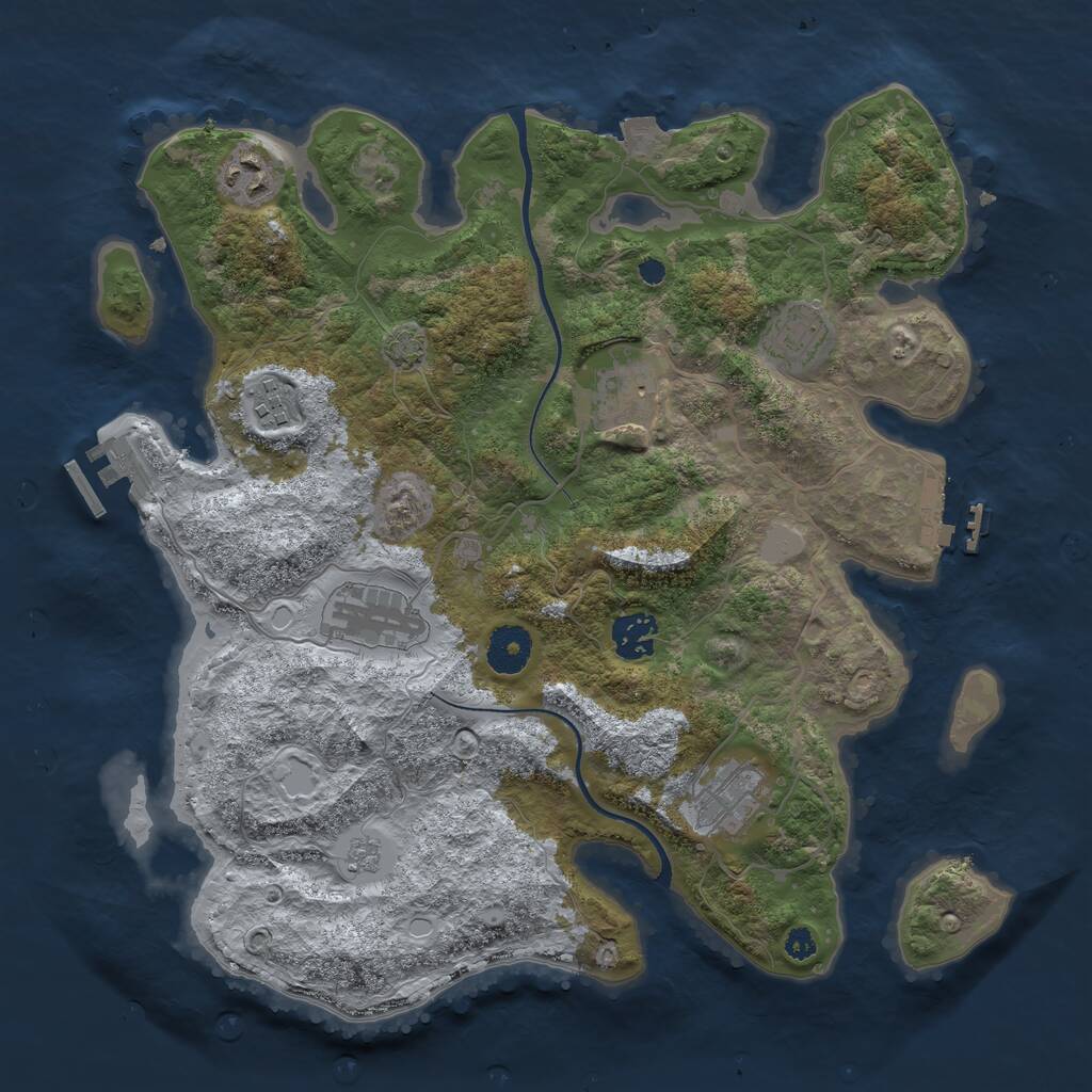 Rust Map: Procedural Map, Size: 3500, Seed: 24206969, 12 Monuments