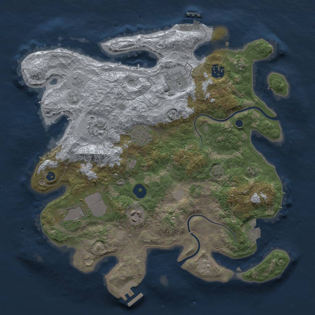 Rust Map: Procedural Map, Size: 3500, Seed: 1008072385, 13 Monuments