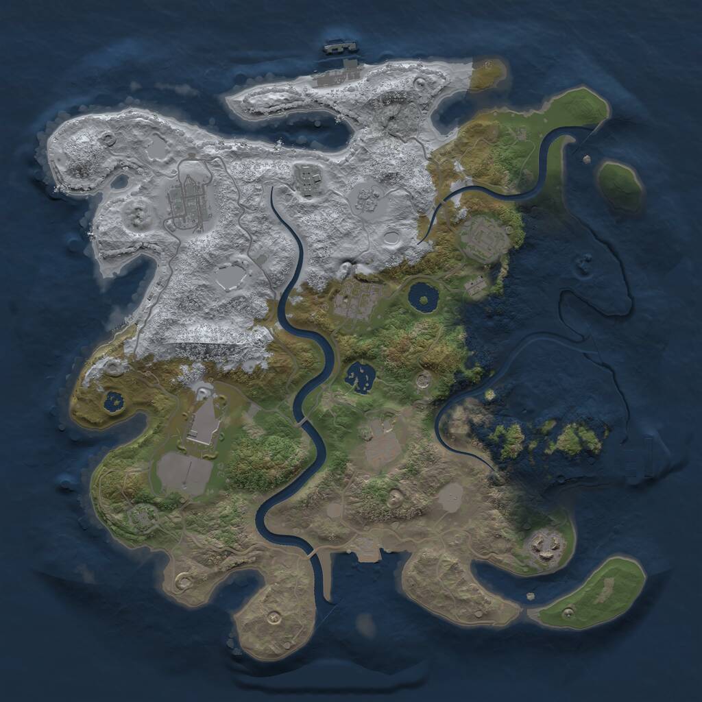 Rust Map: Procedural Map, Size: 3500, Seed: 1008072385, 14 Monuments