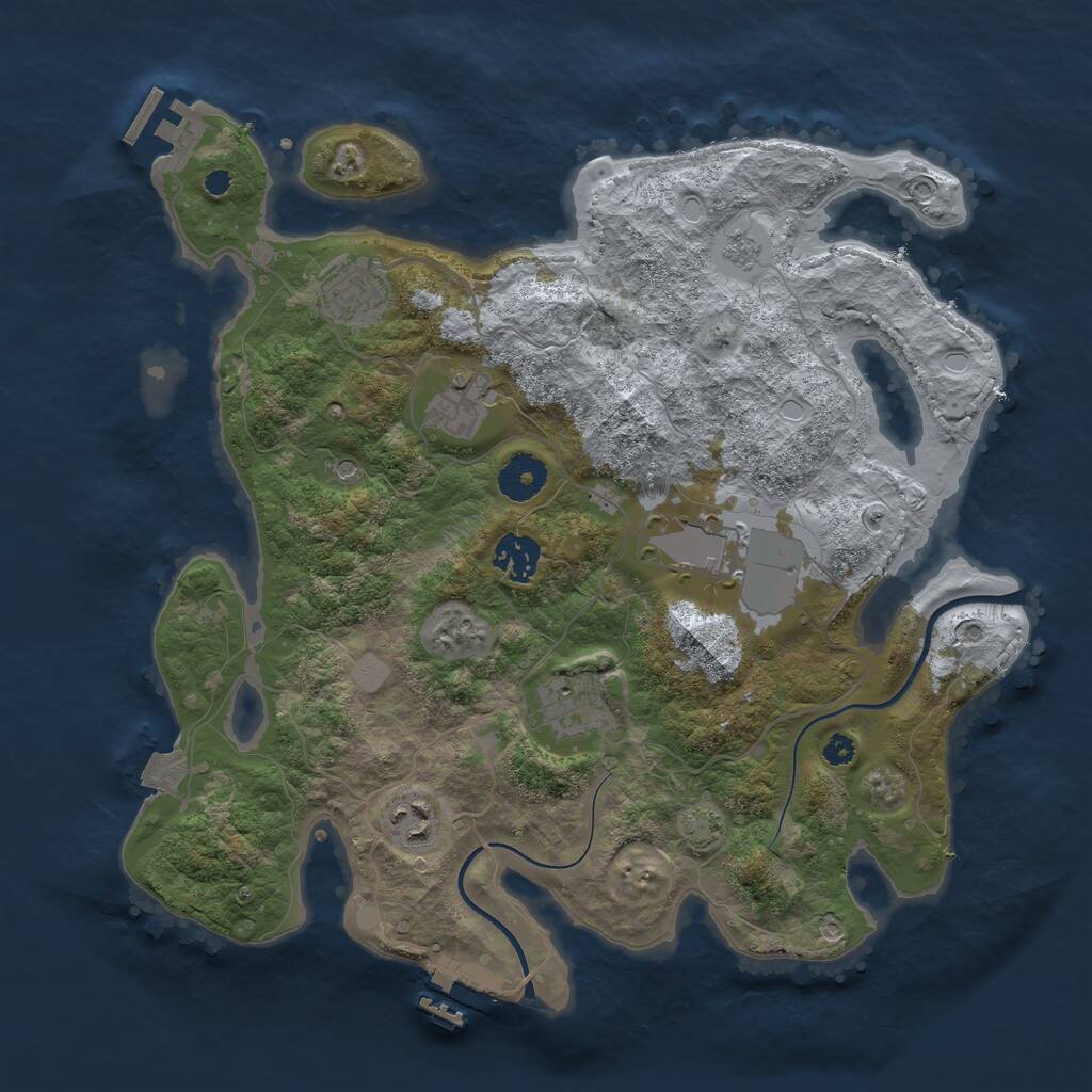 Rust Map: Procedural Map, Size: 3500, Seed: 2061039723, 12 Monuments