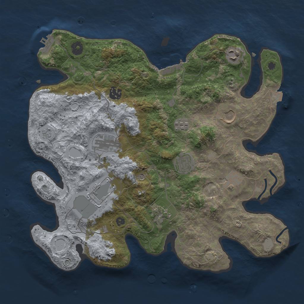 Rust Map: Procedural Map, Size: 3500, Seed: 1842766070, 17 Monuments
