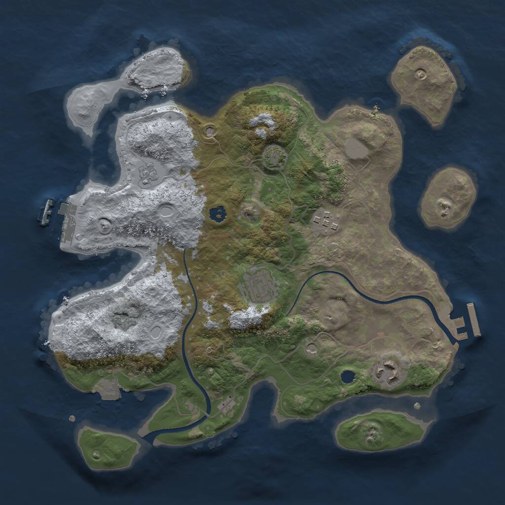 Rust Map: Procedural Map, Size: 3000, Seed: 281759, 9 Monuments