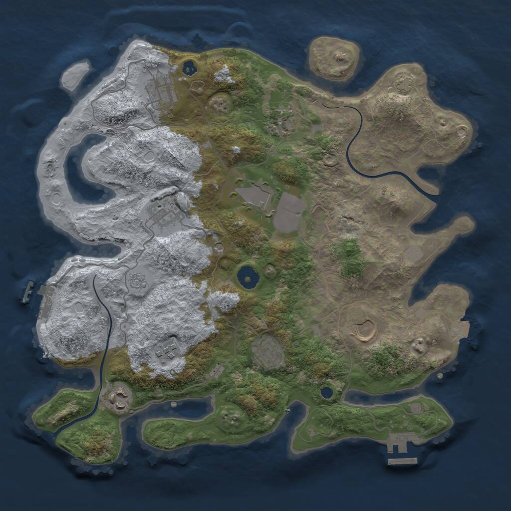 Rust Map: Procedural Map, Size: 3500, Seed: 2007259684, 14 Monuments