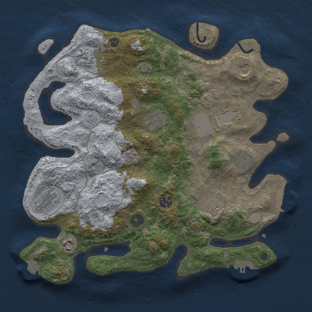 Rust Map: Procedural Map, Size: 3500, Seed: 2007259684, 18 Monuments