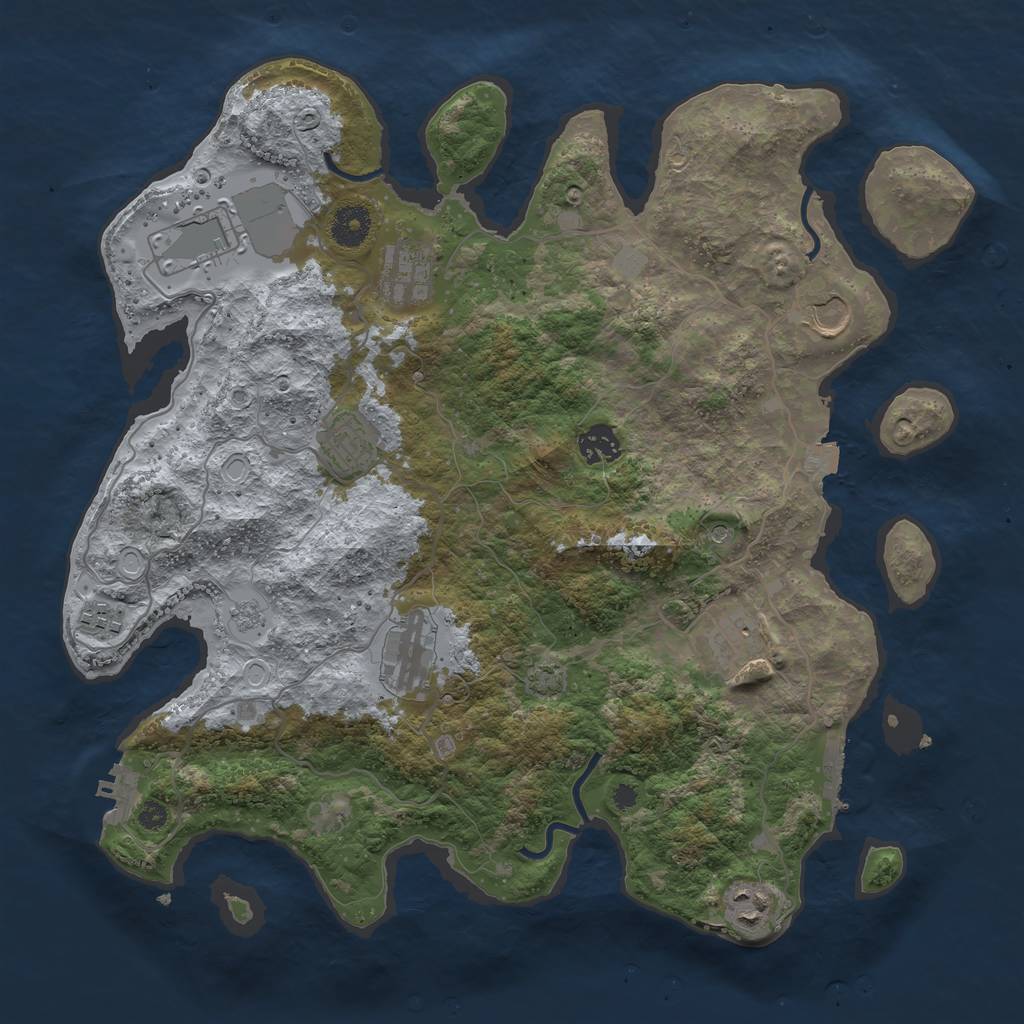 Rust Map: Procedural Map, Size: 3750, Seed: 12123123, 17 Monuments
