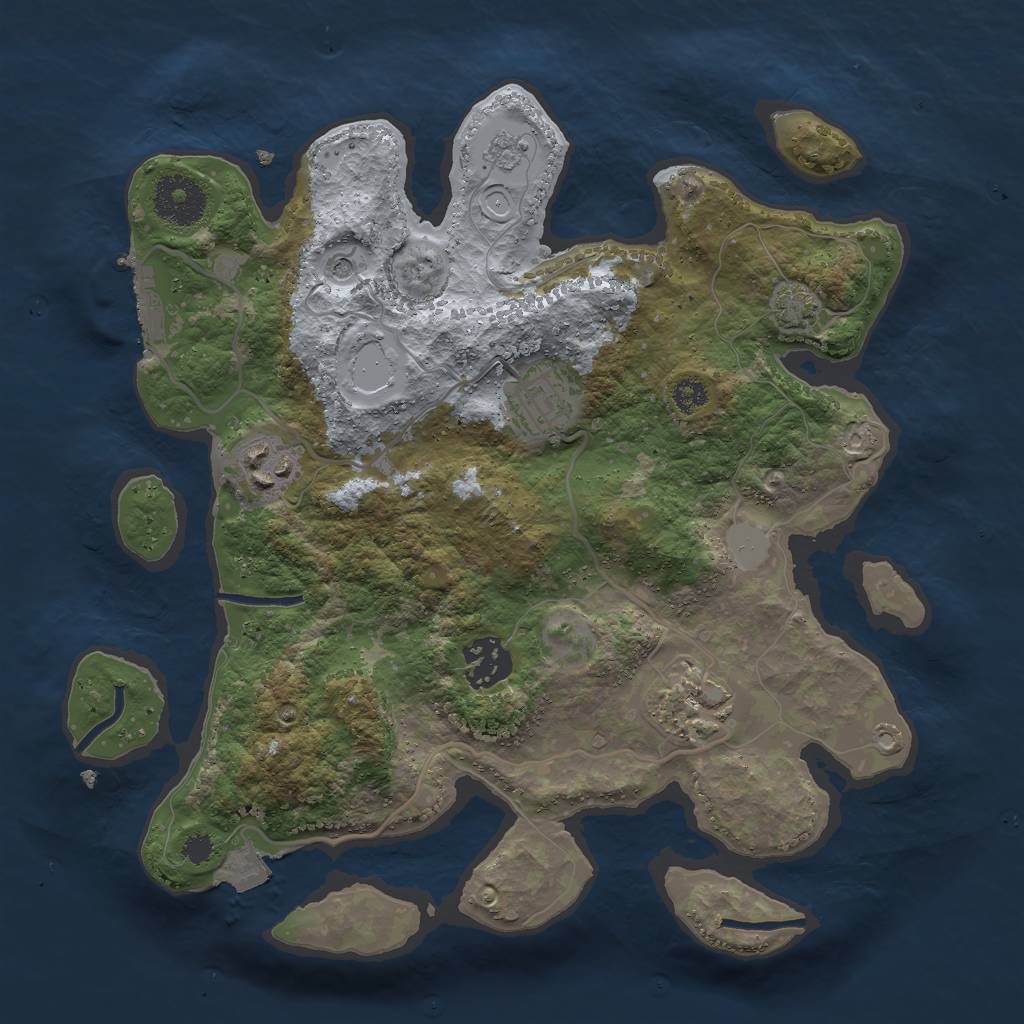 Rust Map: Procedural Map, Size: 3000, Seed: 37697, 11 Monuments