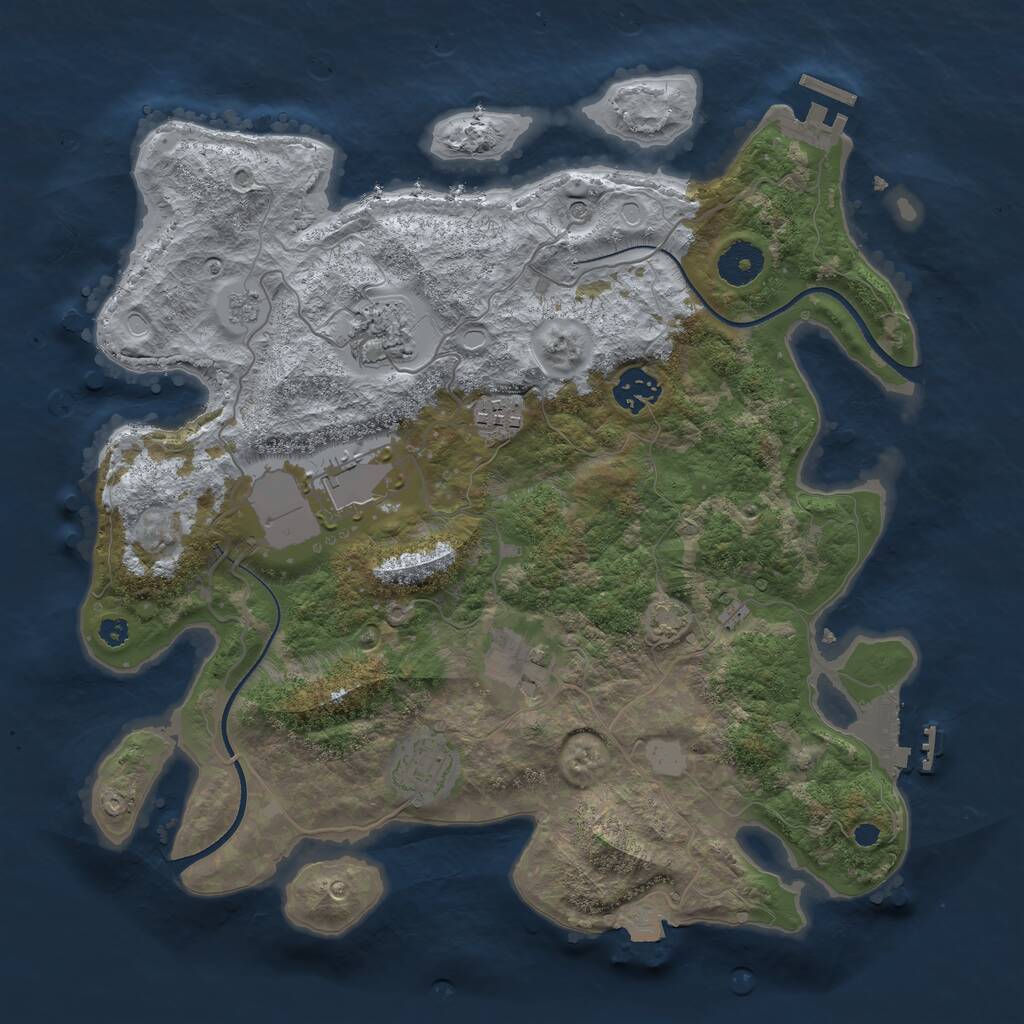 Rust Map: Procedural Map, Size: 3500, Seed: 1822803013, 12 Monuments