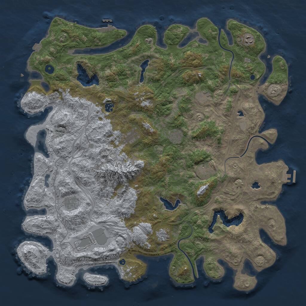 Rust Map: Procedural Map, Size: 5000, Seed: 1410660864, 16 Monuments
