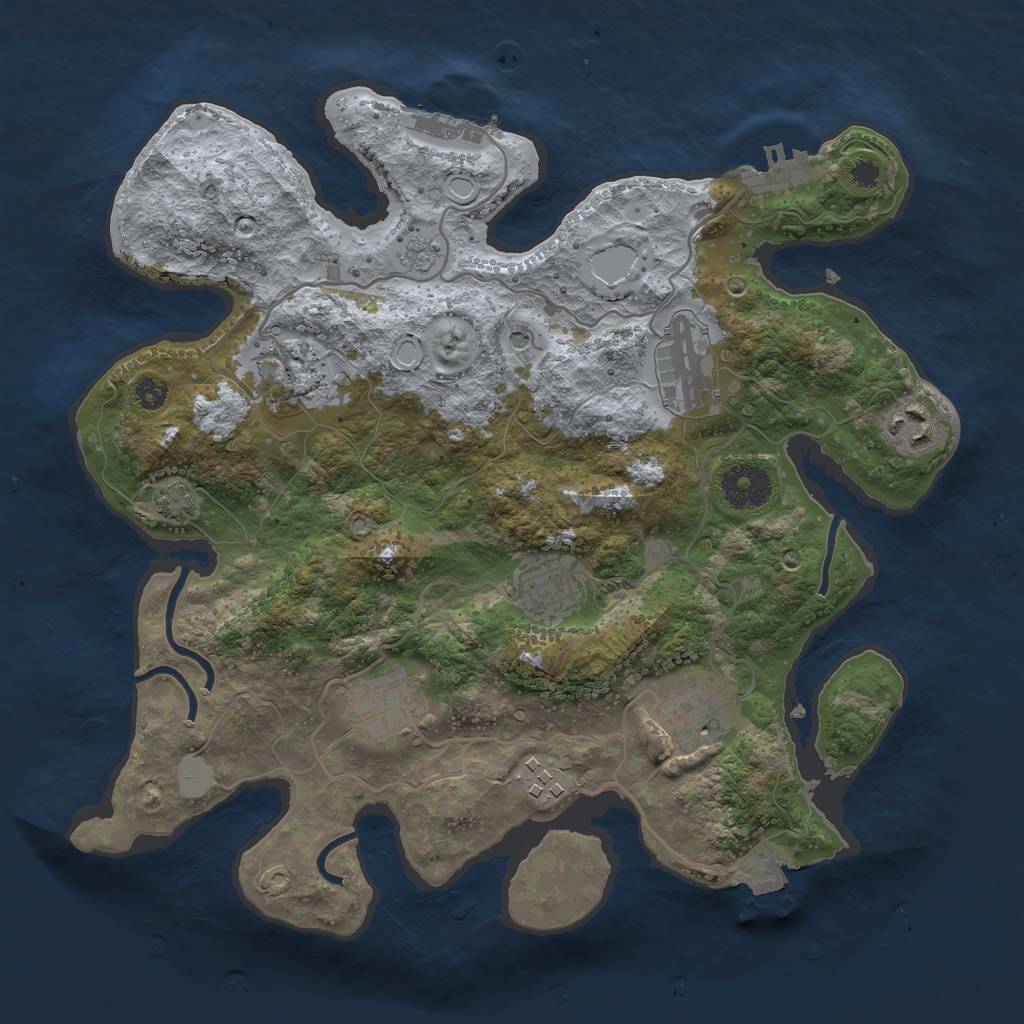 Rust Map: Procedural Map, Size: 3250, Seed: 1388418051, 15 Monuments