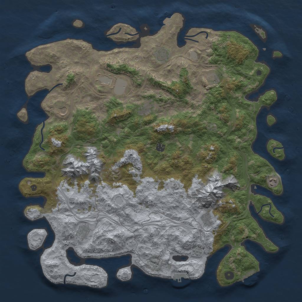 Rust Map: Procedural Map, Size: 5000, Seed: 13532420, 19 Monuments