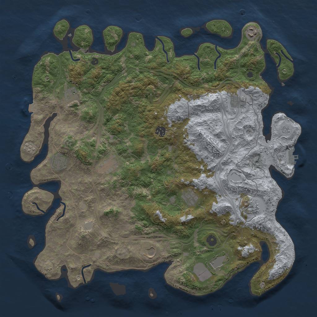 Rust Map: Procedural Map, Size: 4500, Seed: 799946004, 18 Monuments