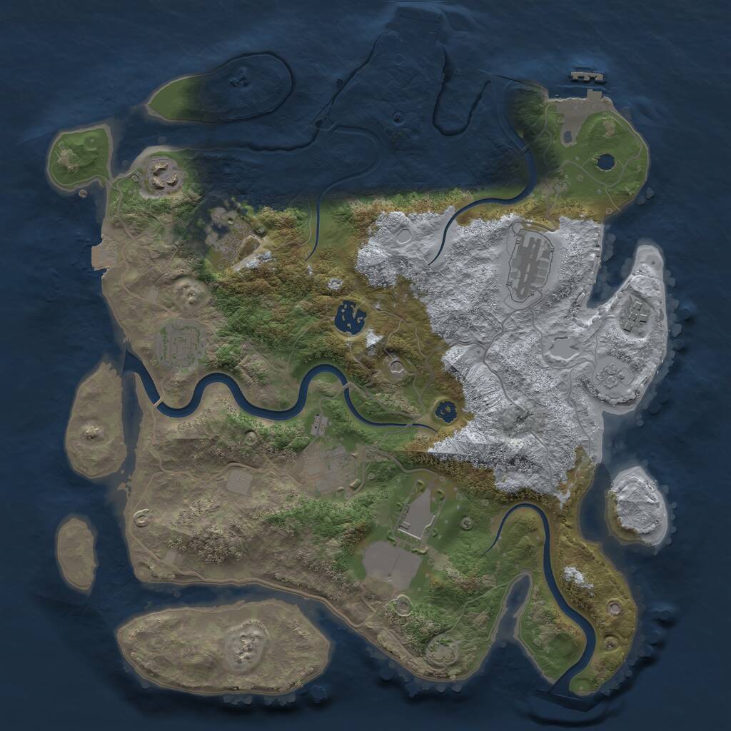Rust Map: Procedural Map, Size: 3500, Seed: 57073519, 14 Monuments