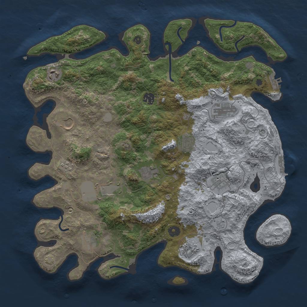 Rust Map: Procedural Map, Size: 3950, Seed: 13124422, 19 Monuments
