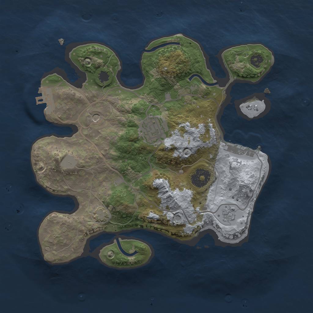 Rust Map: Procedural Map, Size: 2500, Seed: 1097512429, 9 Monuments