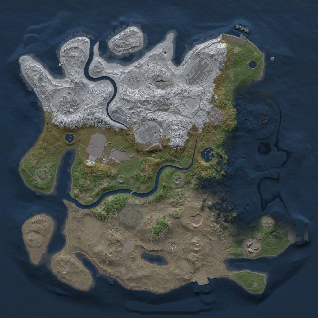 Rust Map: Procedural Map, Size: 3500, Seed: 1179925931, 16 Monuments