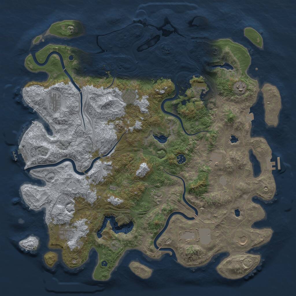 Rust Map: Procedural Map, Size: 4800, Seed: 1008227872, 17 Monuments