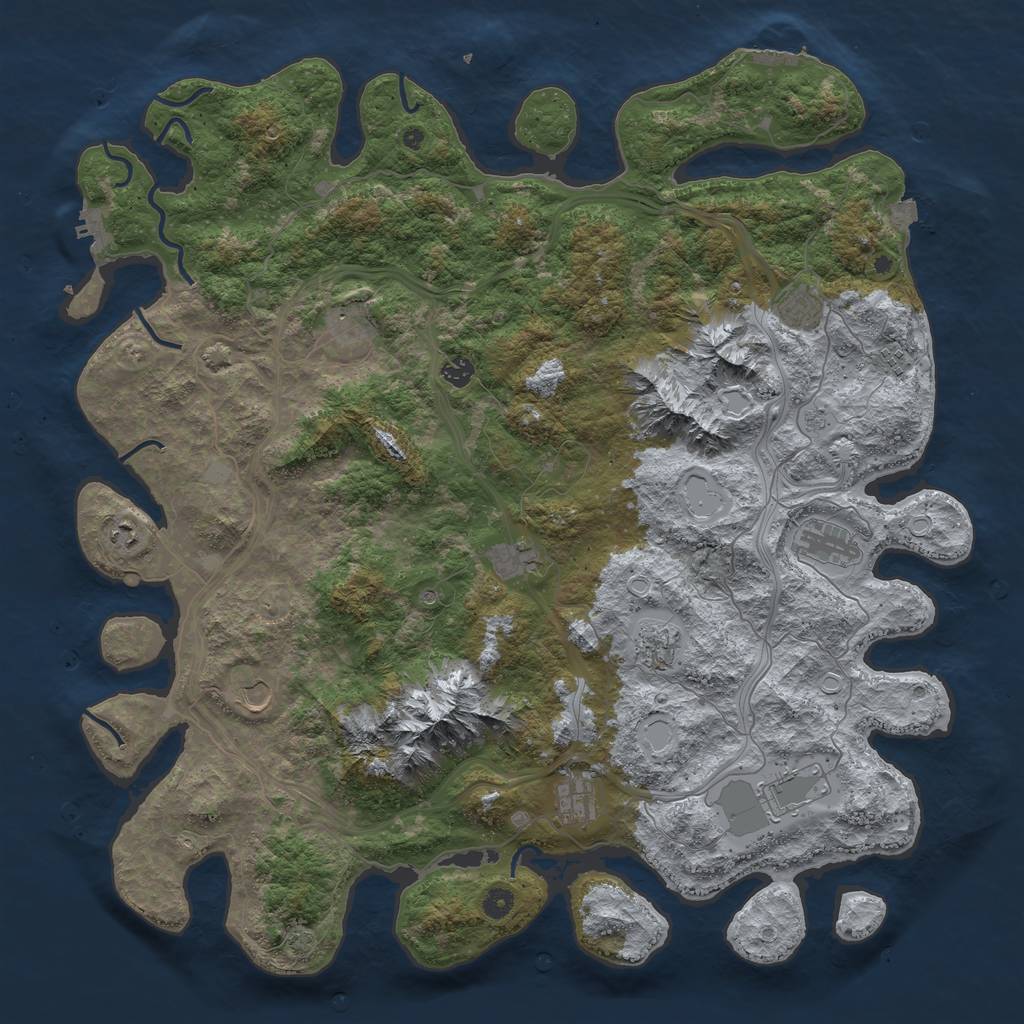 Rust Map: Procedural Map, Size: 5000, Seed: 844725565, 19 Monuments