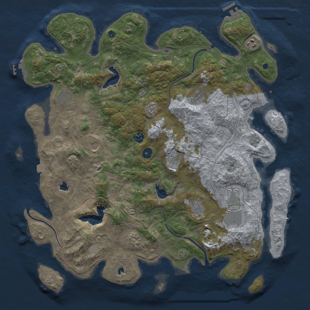 Rust Map: Procedural Map, Size: 4500, Seed: 1118420780, 16 Monuments