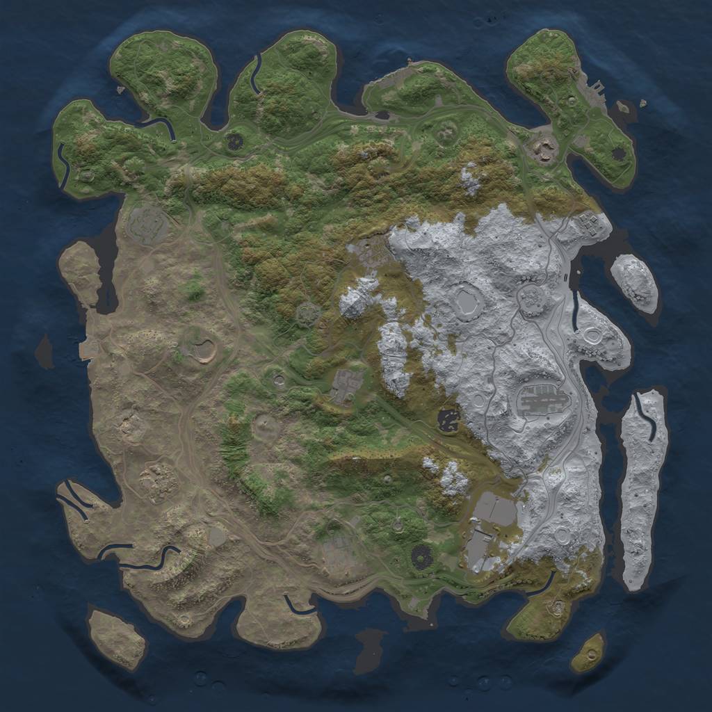 Rust Map: Procedural Map, Size: 4500, Seed: 1118420780, 19 Monuments