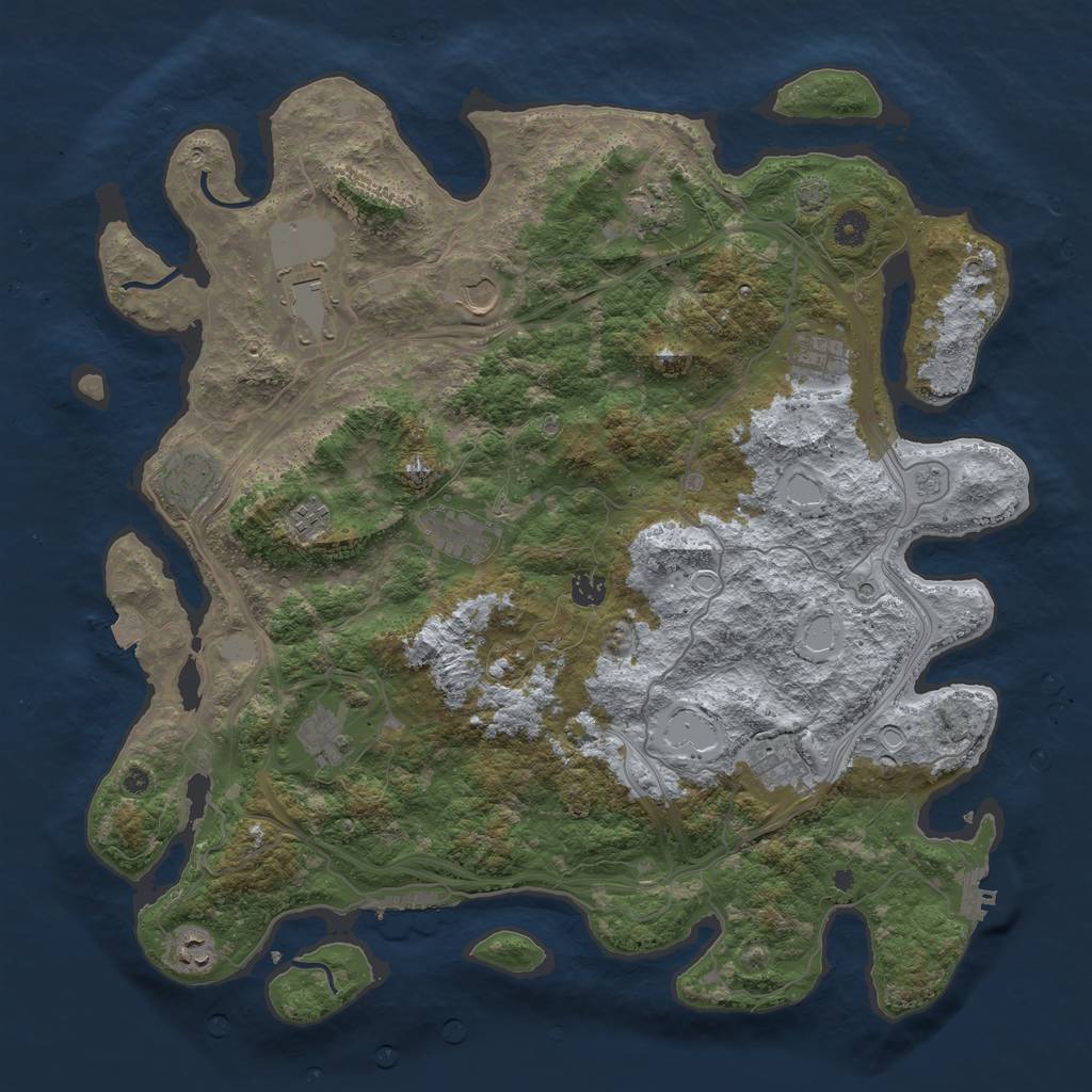 Rust Map: Procedural Map, Size: 4500, Seed: 1349836294, 19 Monuments