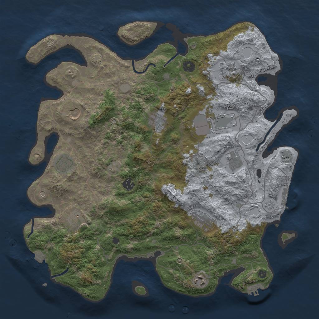 Rust Map: Procedural Map, Size: 4000, Seed: 1336738963, 19 Monuments