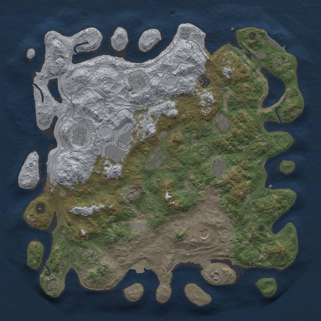 Rust Map: Procedural Map, Size: 4500, Seed: 1041522072, 18 Monuments