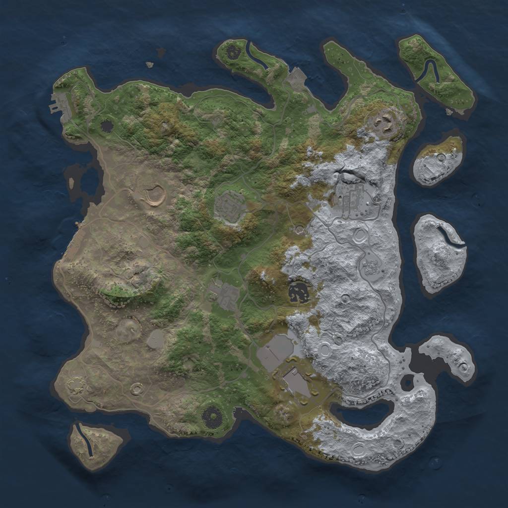 Rust Map: Procedural Map, Size: 3600, Seed: 767828620, 15 Monuments