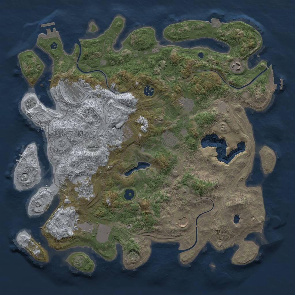 Rust Map: Procedural Map, Size: 4250, Seed: 677927157, 16 Monuments