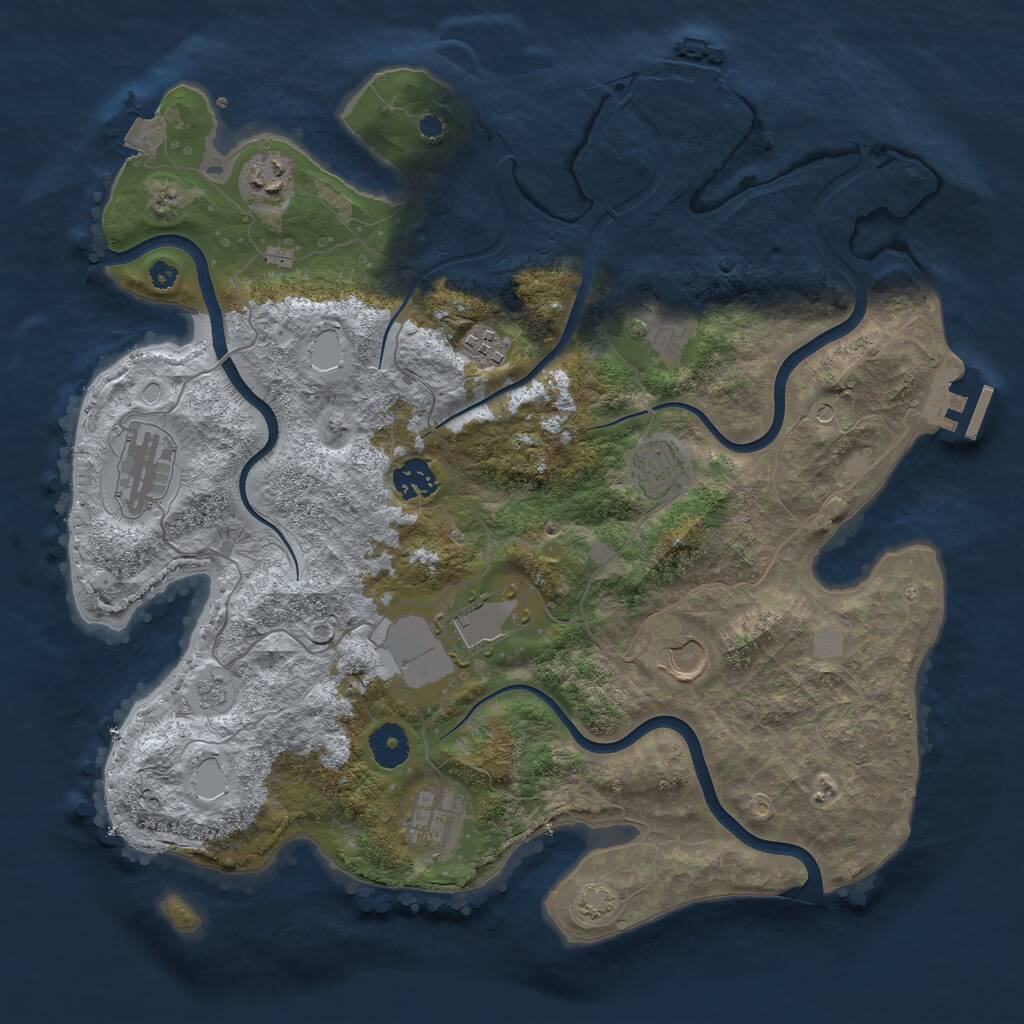Rust Map: Procedural Map, Size: 3700, Seed: 1977350486, 15 Monuments