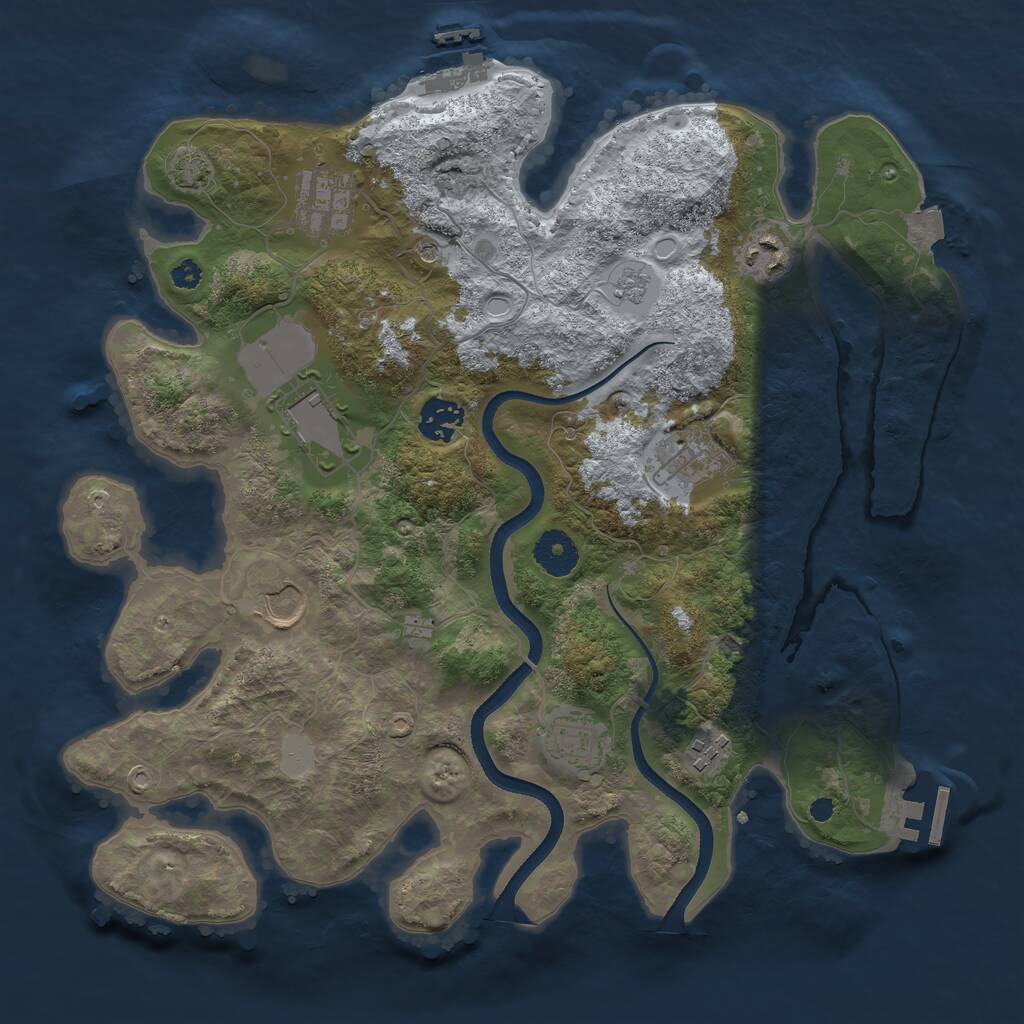 Rust Map: Procedural Map, Size: 3500, Seed: 1441936864, 14 Monuments