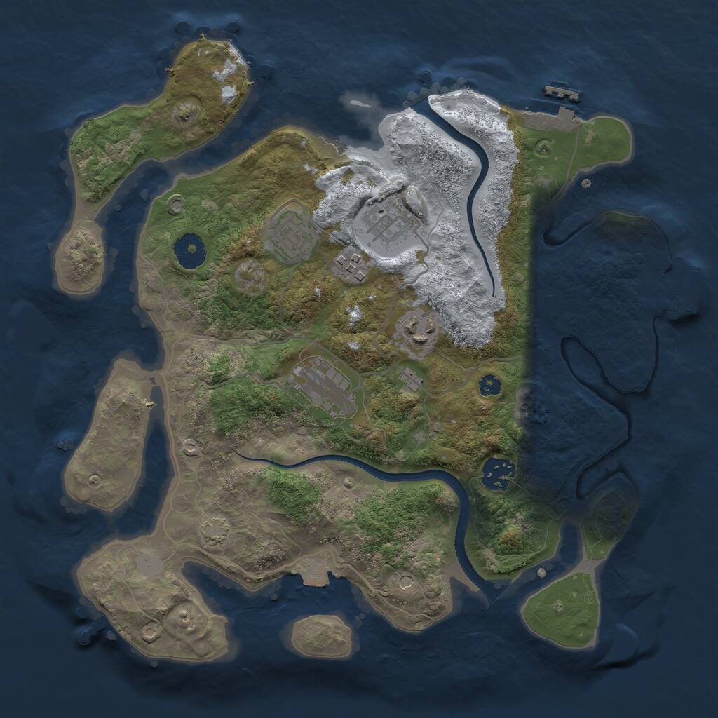 Rust Map: Procedural Map, Size: 3250, Seed: 1396005765, 11 Monuments