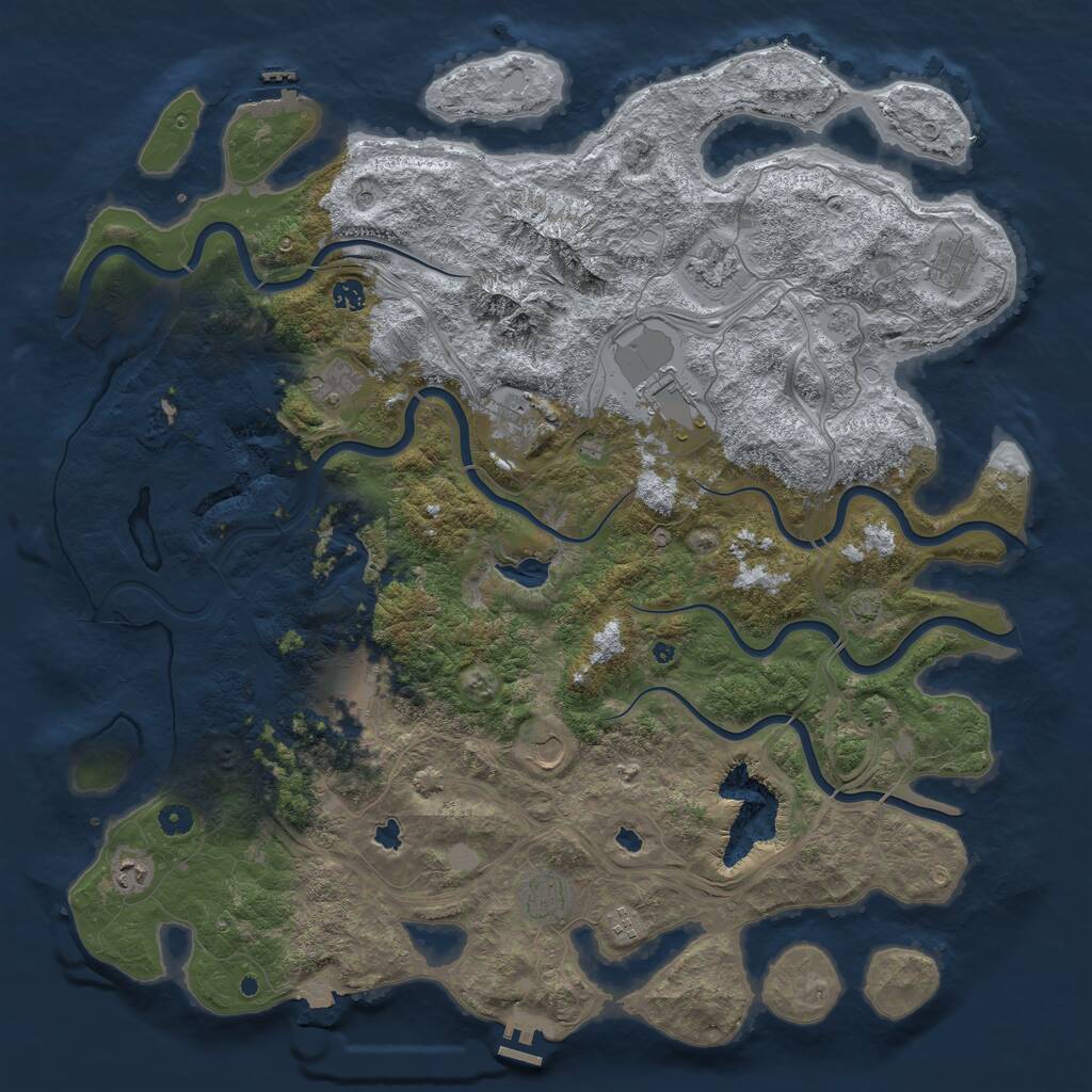 Rust Map: Procedural Map, Size: 5000, Seed: 2040032404, 17 Monuments